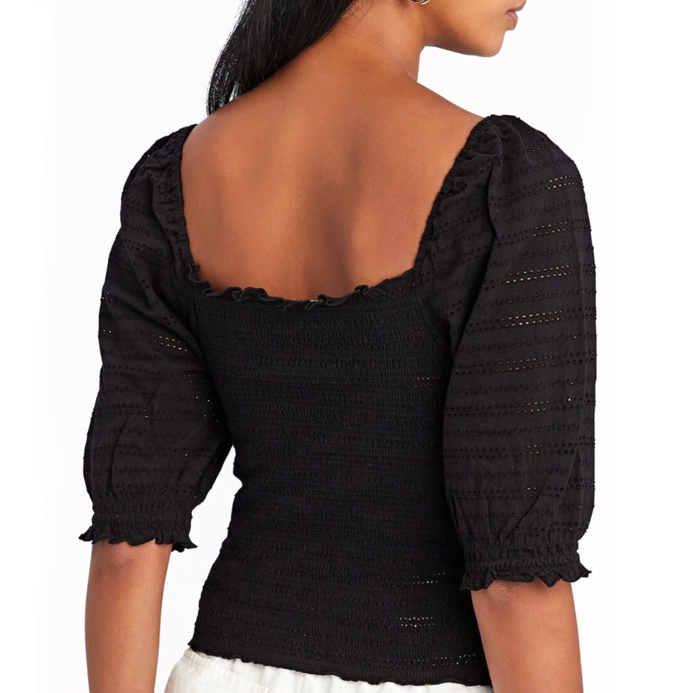 NEW SAMSØE SAMSØE BLACK SMOCKED TOP - Picture 6 of 9